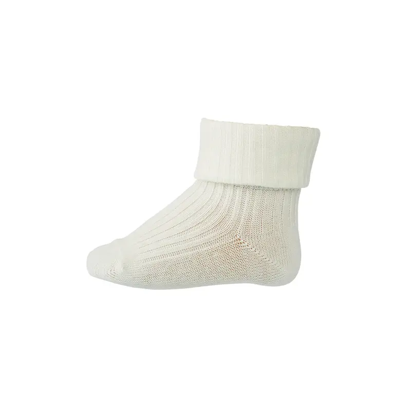 Cotton Rib Ankle Socks in Snow White by MP Denmark