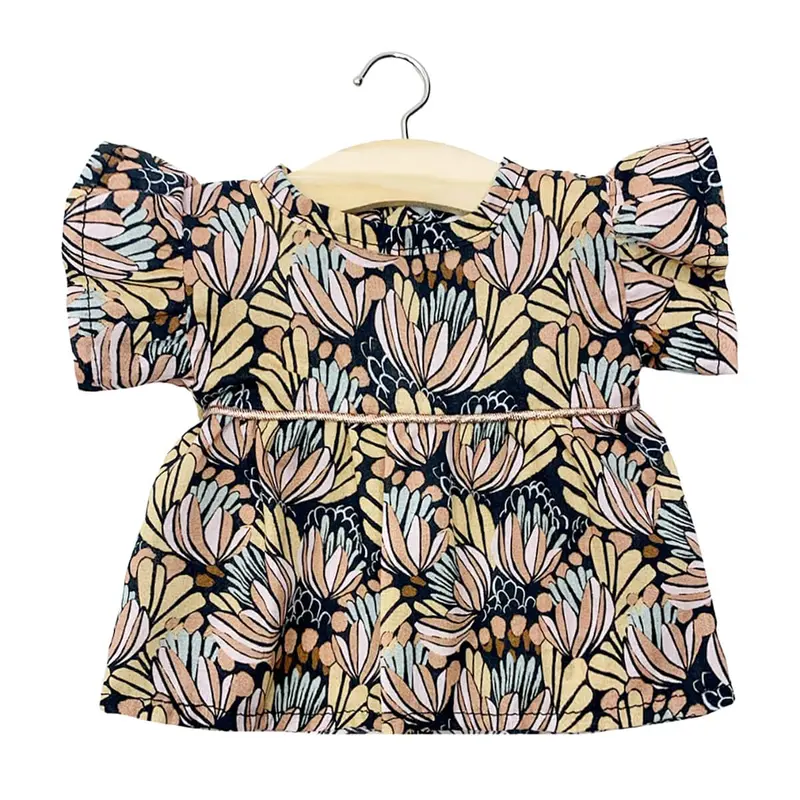 Daisy Dress (34cm Doll) in Water Flowers Print by Minikane