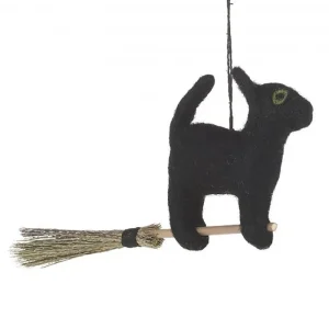 Flying Black Cat Hanging Halloween Decoration by Felt So Good