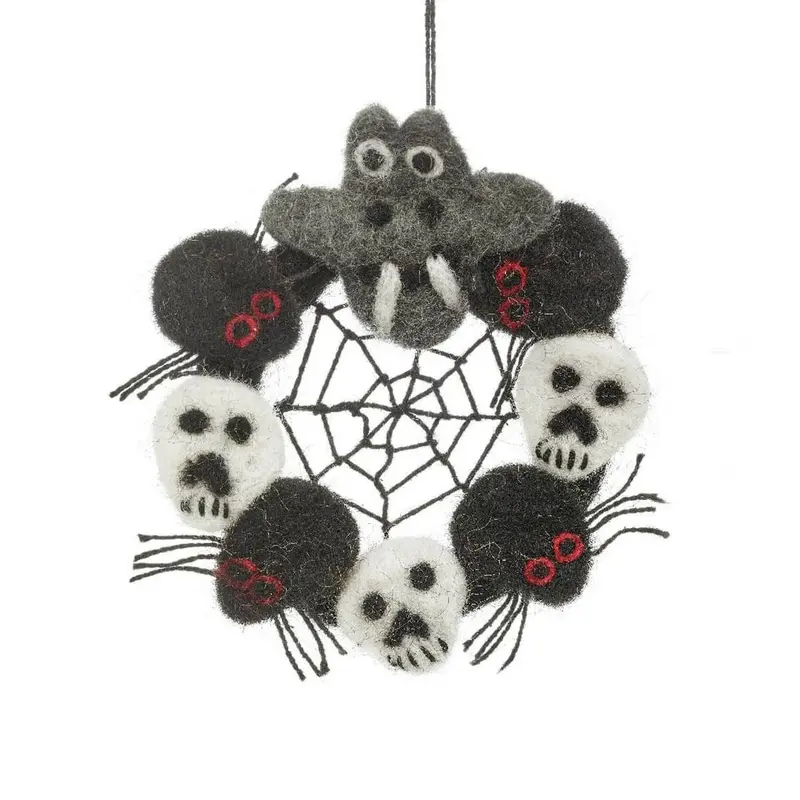 Ghoulish Mini Wreath Hanging Halloween Decoration by Felt So Good