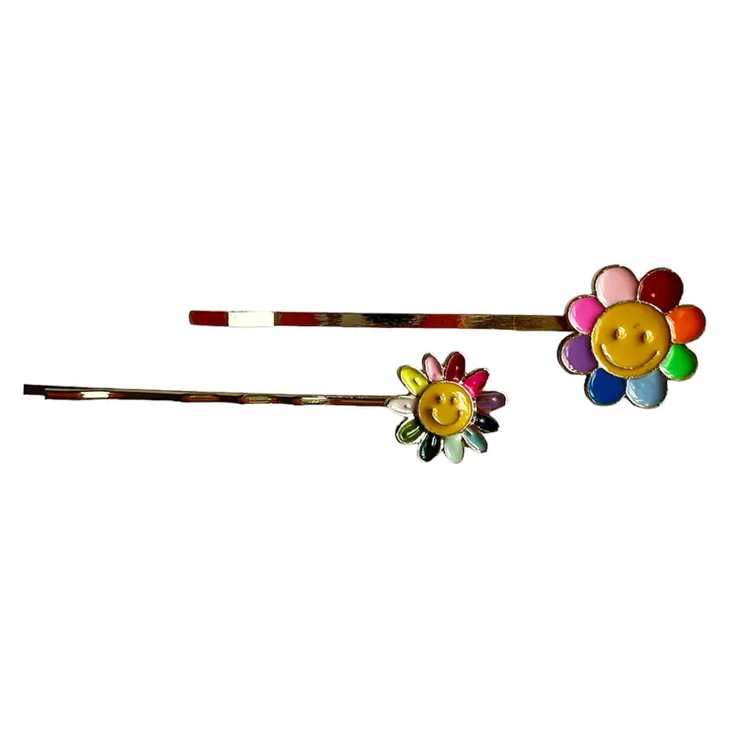 Happy Flowers Enamel Hair Pin Duo by Hello Sakura