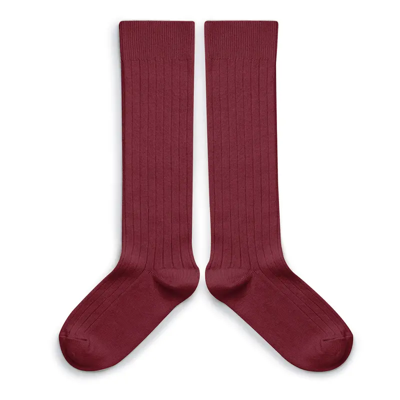 La Haute Ribbed Knee High Socks in Chtaigne by Collegien