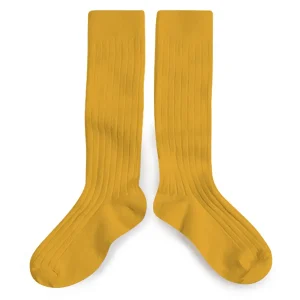 La Haute Ribbed Knee High Socks in Curcuma by Collegien