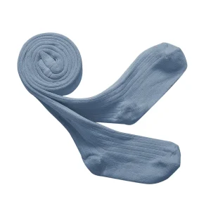 Louise Ribbed Tights in Bleu Azur by Collegien