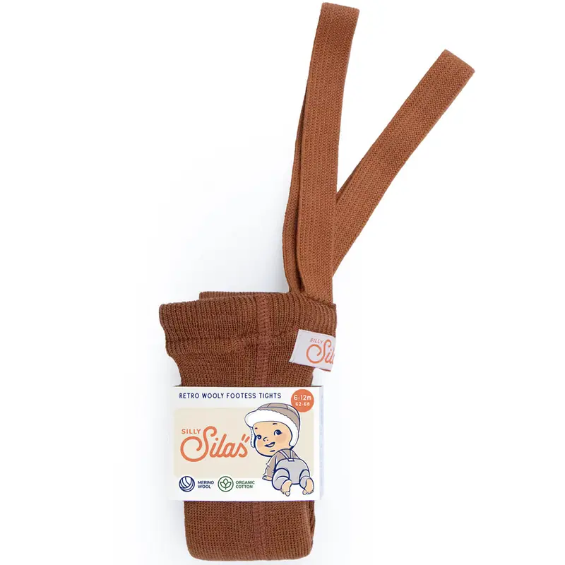 Woolly Footless Tights With Braces in Ginger by Silly Silas