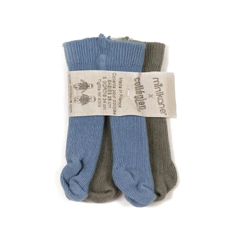 Doll's Tights (28cm & 34cm Doll) in Bleu Azur / Sauge by Minikane X Collegien