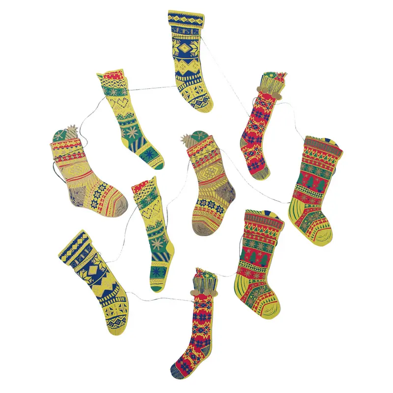 Festive Stockings Paper Garland (3 Metres) by East End Press