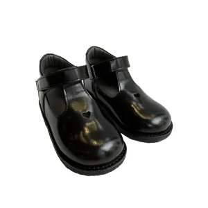 Heart T Bar Starter Mary Janes in Black by Angulus - Last Ones In Stock - 20-22 EUR