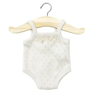 Lace Trim Pointelle Sleeveless Bodysuit (34cm Doll) in Linen by Minikane