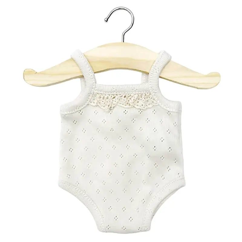 Lace Trim Pointelle Sleeveless Bodysuit (34cm Doll) in Linen by Minikane