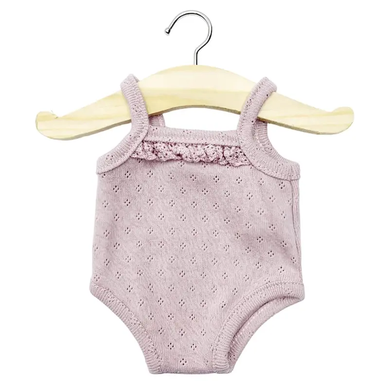 Lace Trim Pointelle Sleeveless Bodysuit (34cm Doll) in Old Rose by Minikane