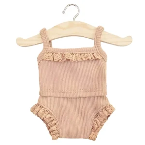 Lace Trim Ribbed Girl's Underwear Set (34cm Doll) in Petal by Minikane