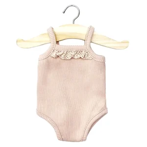 Lace Trim Ribbed Sleeveless Bodysuit (34cm Doll) in Petal by Minikane
