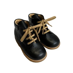Lace Up Starter Boots in Black (Brogue) by Angulus