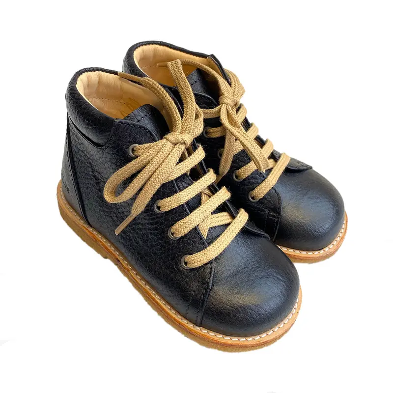 Lace Up Starter Boots in Textured Black by Angulus - Last Ones In Stock - 20-22 EUR