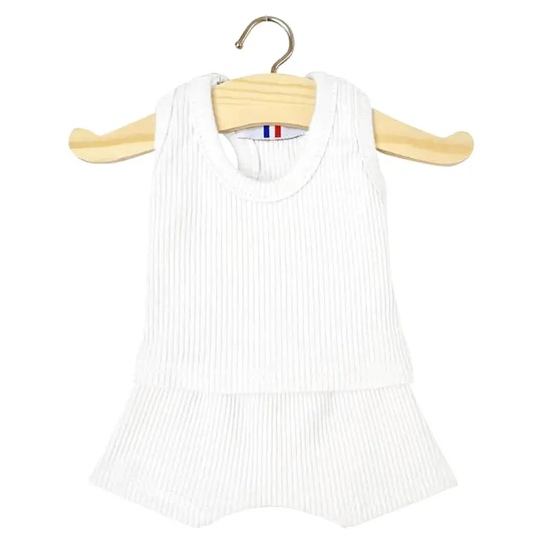 Marcel Ribbed Boy's Underwear Set (34cm Doll) in White by Minikane