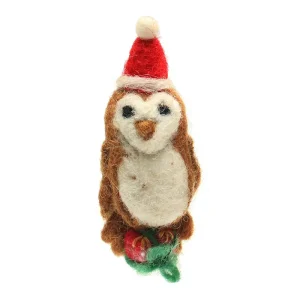 Mini Barn Owl With Present Hanging Christmas Decoration by Amica