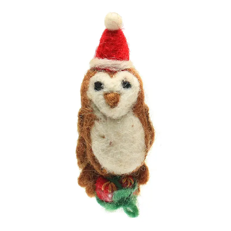 Mini Barn Owl With Present Hanging Christmas Decoration by Amica