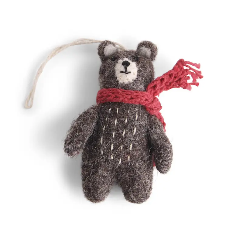 Mini Bear With Red Scarf Hanging Christmas Decoration by Gry & Sif