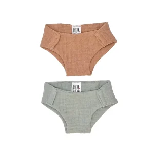 Muslin Diapers (34cm Doll) in Brown Sugar / Verdigris by Minikane X Paola Reina