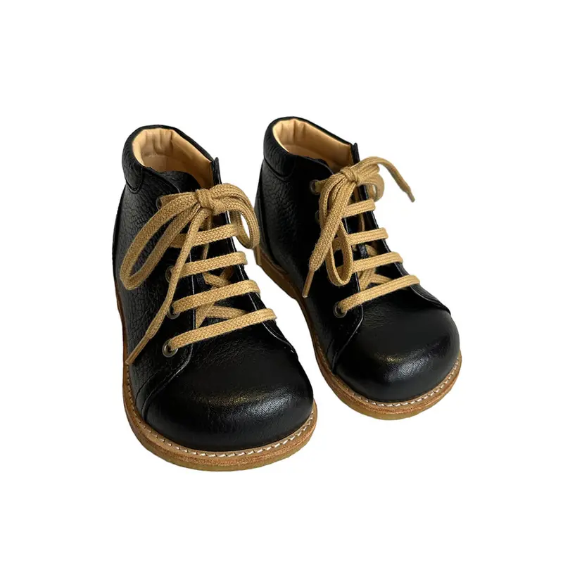 Wide Fit Lace Up Starter Boots in Black by Angulus