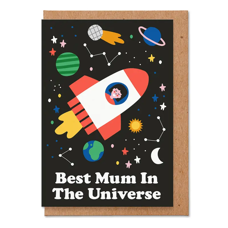 Best Mum In The Universe Greeting Card by Studio Boketto