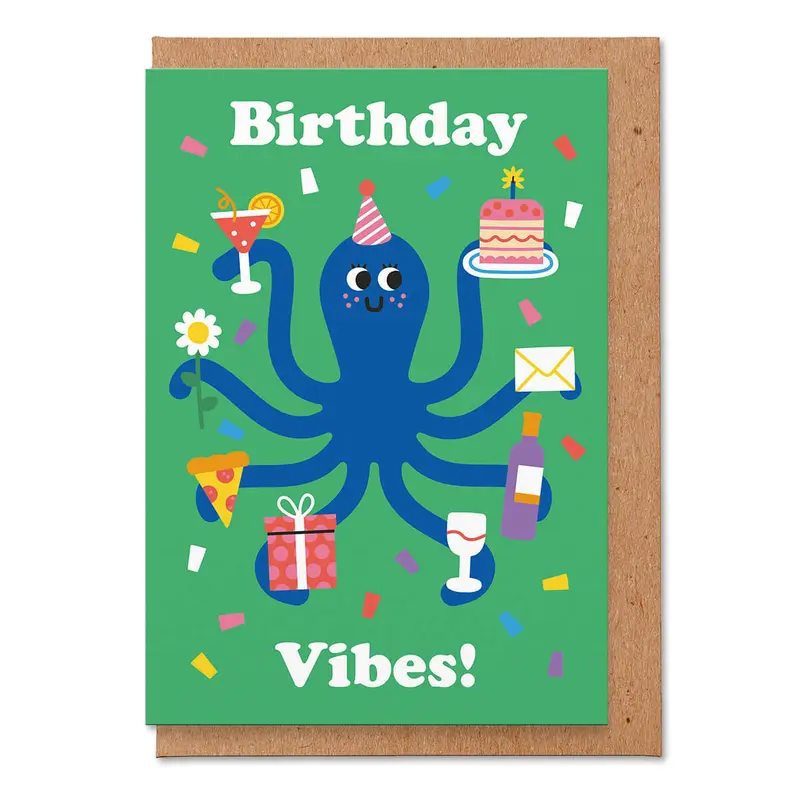 Birthday Vibes Greetings Card by Studio Boketto