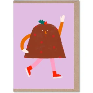 Christmas Pudding Christmas Greetings Card by Rumble Cards
