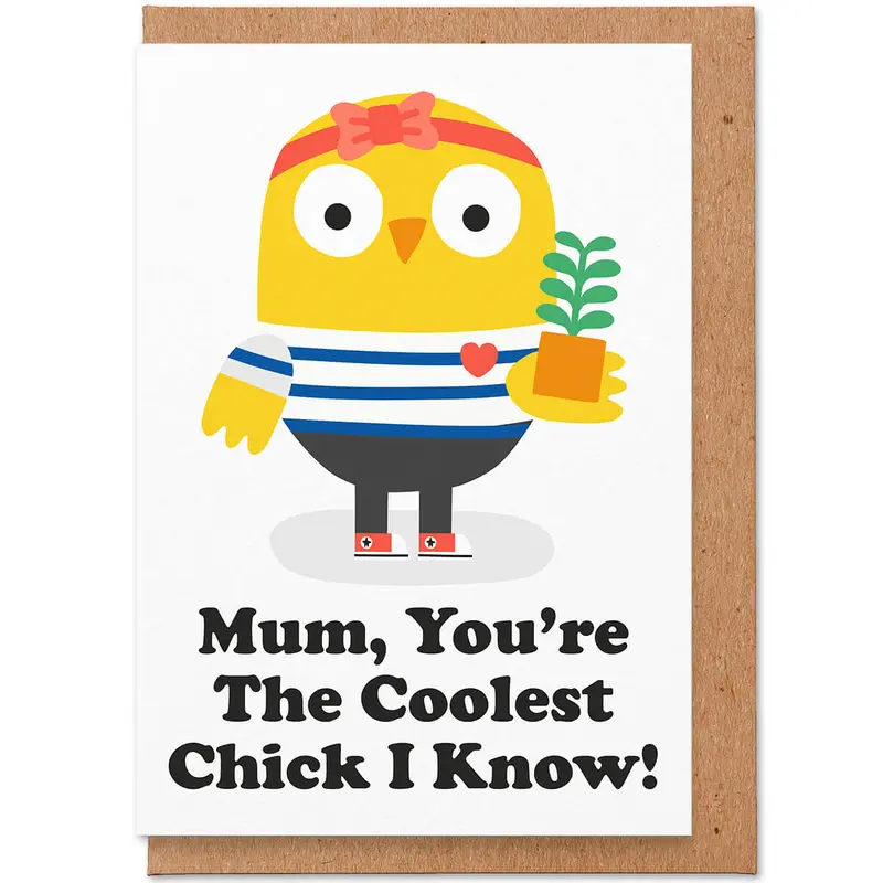 Coolest Chick Greetings Card by Studio Boketto