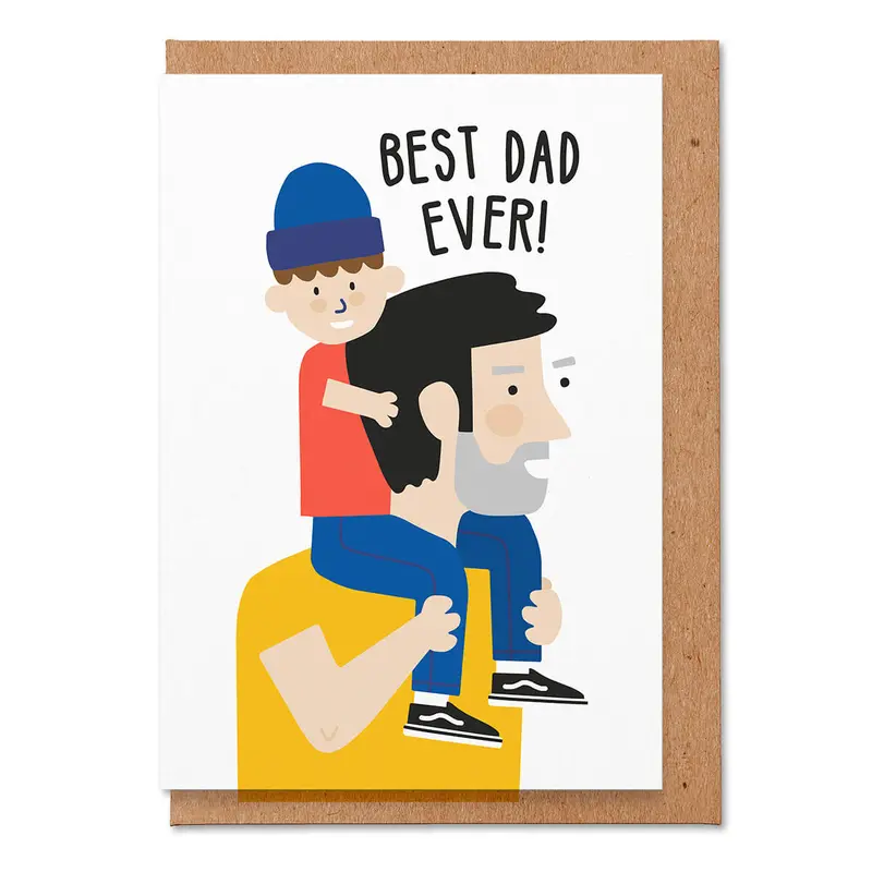 Dad Shoulders Greetings Card by Studio Boketto