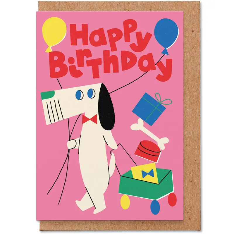 Happy Birthday Doggy Greeting Card by Studio Boketto