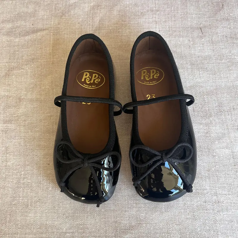 Darlyn Patent Leather Ballet Slippers in Black by PP