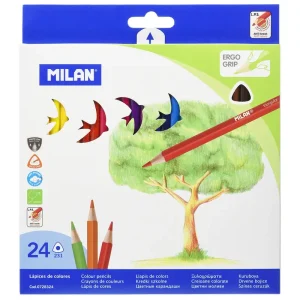 Ergonomic Triangular Coloured Pencils (Box of 24) by Milan