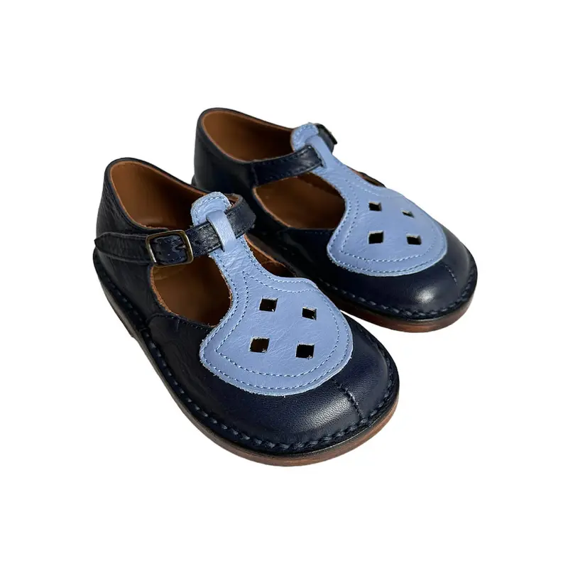 Ezra Two Tone Cut Out Sandals in Navy / Blue by PP