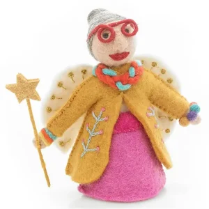 Funky Fairy Godmother Christmas Tree Topper in Yellow by Felt So Good