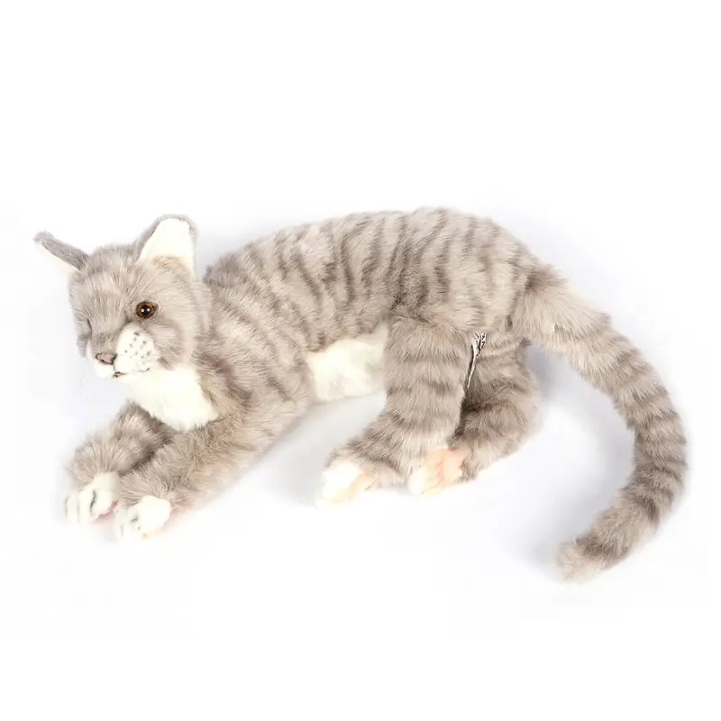 Grey Jacquard Cat Laying (37cm) by Hansa