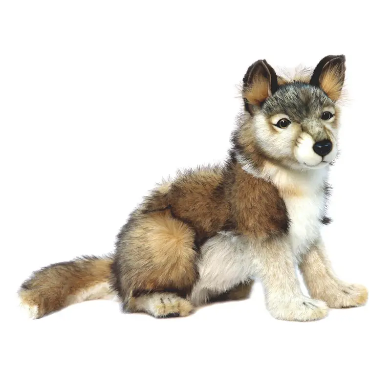 Grey Wolf Cub Sitting (32cm) by Hansa