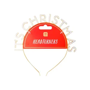 Head Turners It's Christmas Headband in White by Talking Tables