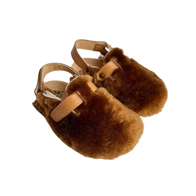 Lucio Shearling Clogs in Cuoio Brown by PP