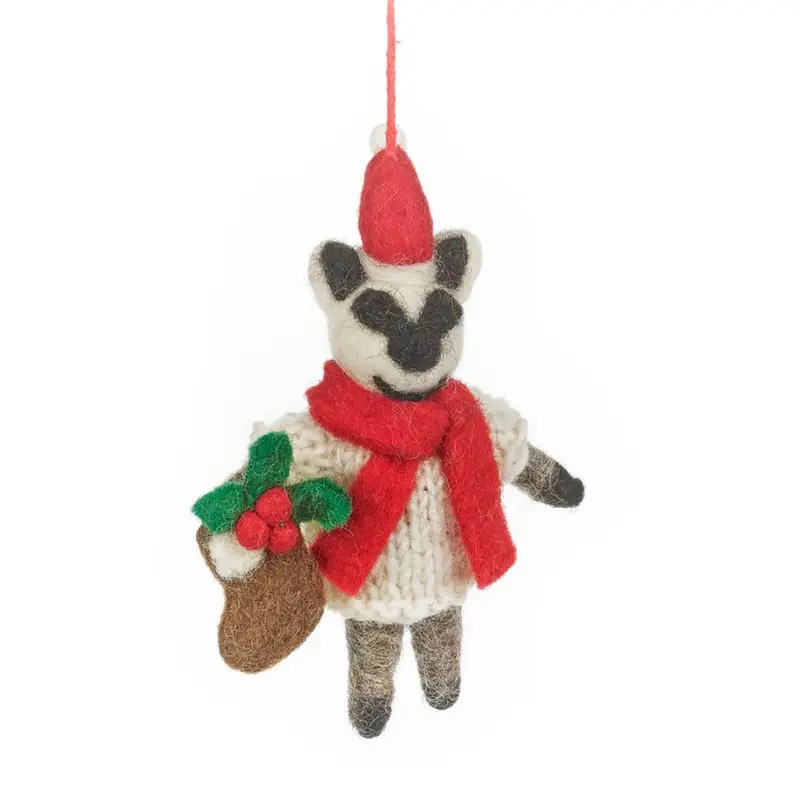 Noel The Christmas Badger Hanging Decoration by Felt So Good