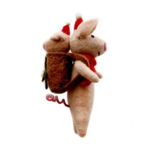 Pig With Piglet In A Backpack Hanging Christmas Decoration by Amica
