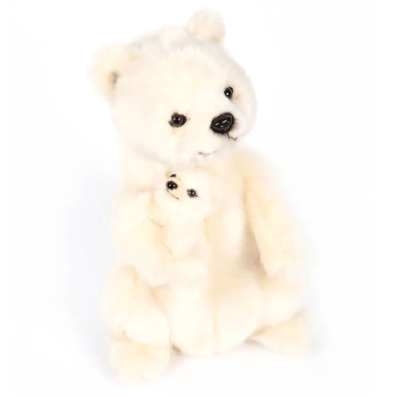 Polar Bear Mama With Baby (31cm) by Hansa