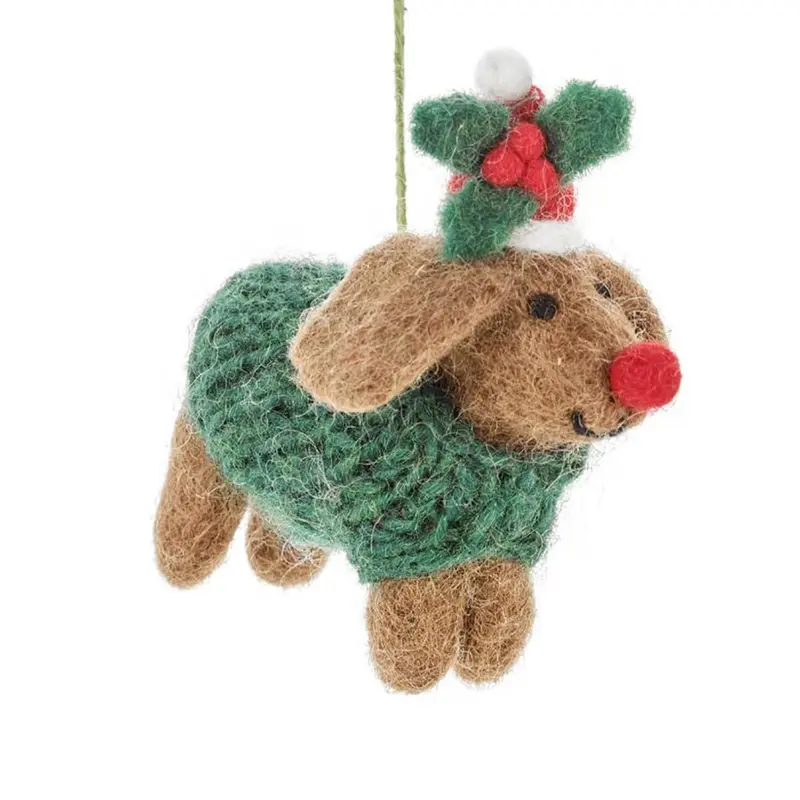 Rudolph Dachshund Hanging Christmas Decoration by Felt So Good
