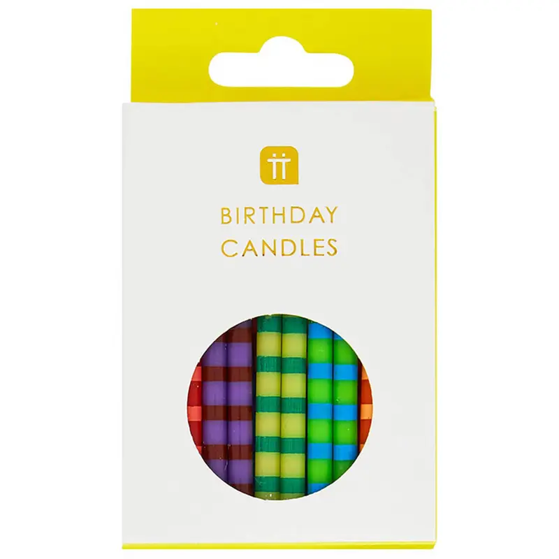 Birthday Candles in Striped Multi-Coloured by Talking Tables