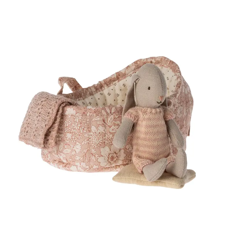 Bunny in Micro Carry Cot (13cm) in 3 colours by Maileg