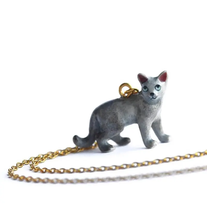 Grey Cat Ceramic Pendant by Camp Hollow