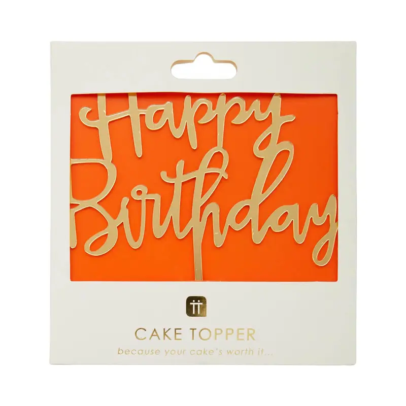 Happy Birthday Cake Topper in Luxe Gold by Talking Tables