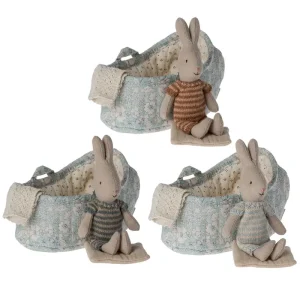 Rabbit in Micro Carry Cot (13cm) in 3 colours by Maileg