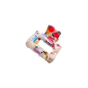 Rectangular Medium Hair Claw (3.5cm) in Multicolour Marble by Hello Sakura