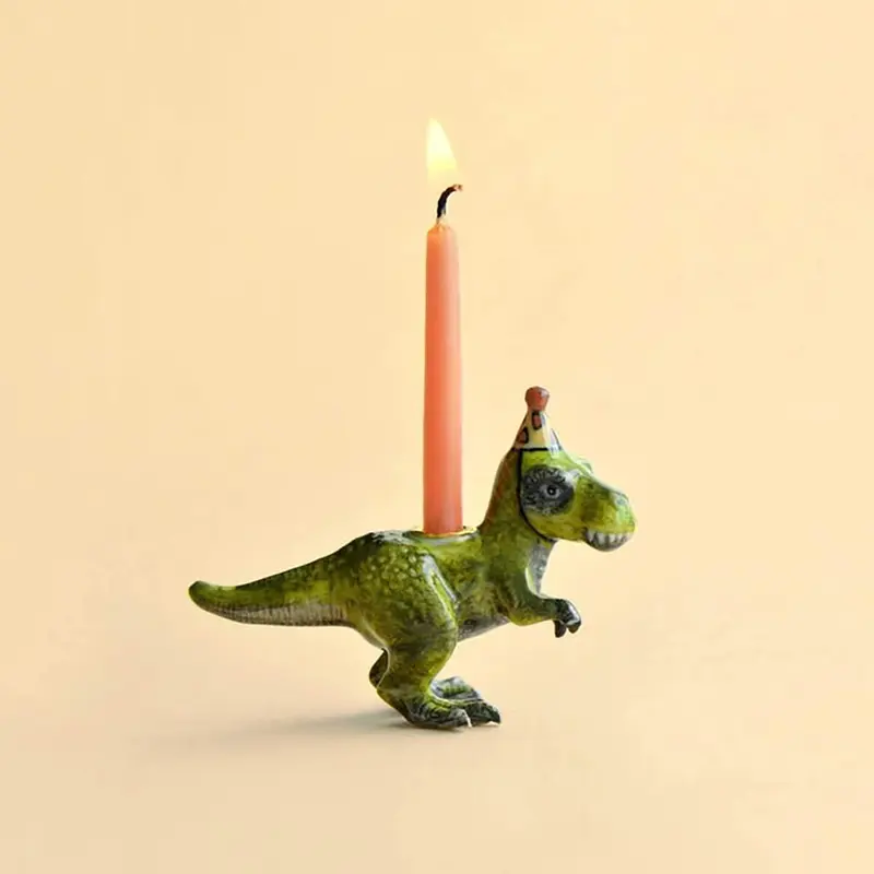 T Rex Party Dinosaur Ceramic Cake Topper by Camp Hollow